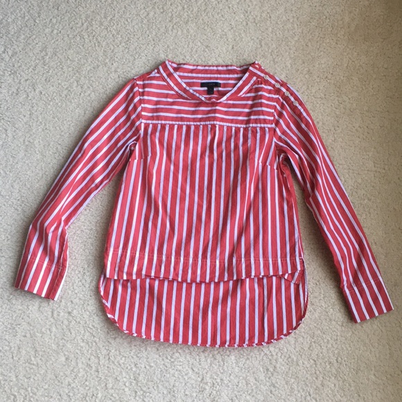 ❌SOLD❌ J. Crew funnelneck stripe hi low top shirt - Picture 2 of 8